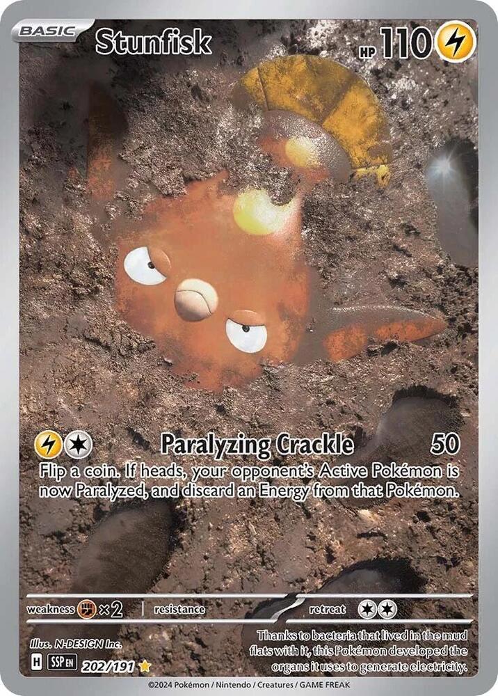 Stunfisk - 202/191 Illustration Rare SV08: Surging Sparks