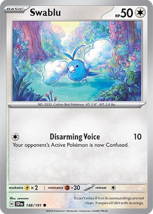 Swablu 148/191 Common Surging Sparks Pokémon card