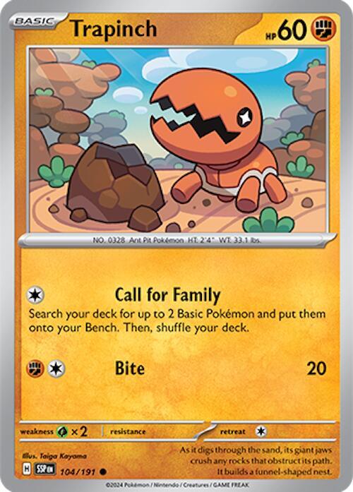 Trapinch 104/191 Common Surging Sparks Pokémon card