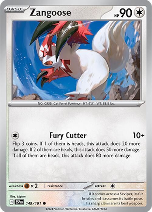 Zangoose 149/191 Common Surging Sparks Pokémon card