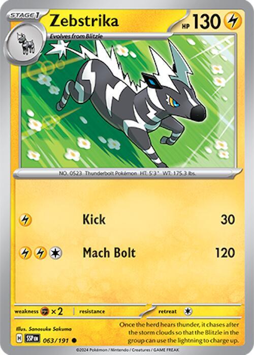 Zebstrika 063/191 Common Surging Sparks Pokémon card