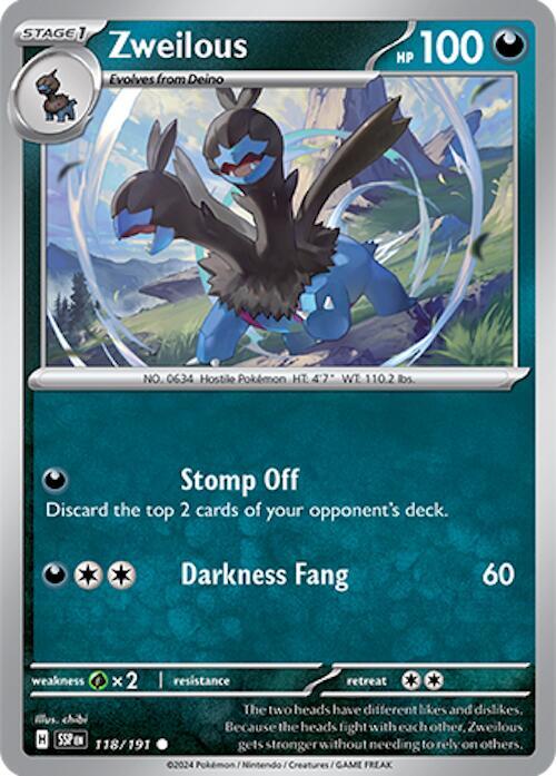 Zweilous 118/191 Common Surging Sparks Pokémon card