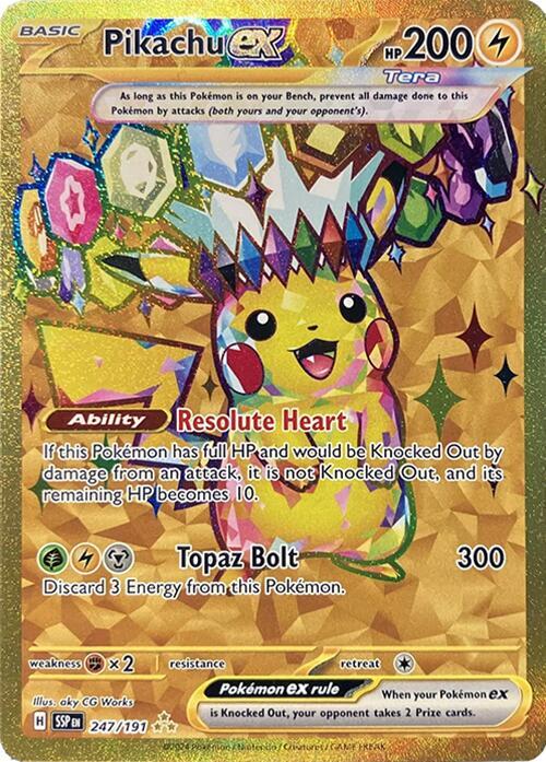 Pikachu ex - 247/191 247/191 Hyper Rare Surging Sparks Pokémon card