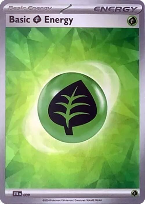Basic Grass Energy (Cracked Ice Holo) - 009 Common SV07: Stellar Crown