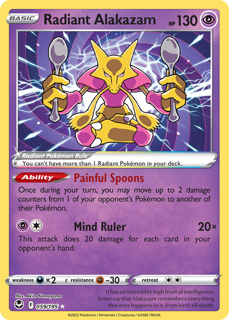 Radiant Alakazam 059/195 Radiant Rare Silver Tempest