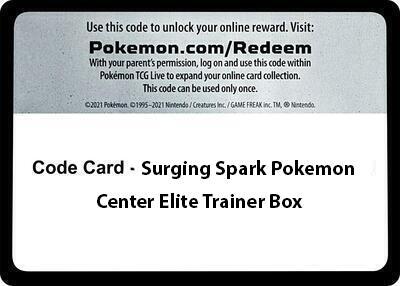 Code Card - Surging Sparks Pokemon Center Elite Trainer Box - Code Card SV08: Surging Sparks