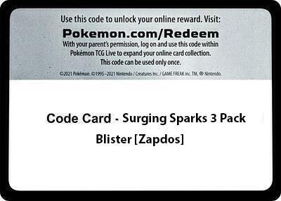 Code Card - Surging Sparks 3 Pack Blister [Zapdos] - Code Card SV08: Surging Sparks