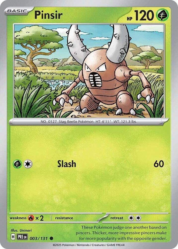 Pinsir 003/131 Common Prismatic Evolutions Pokémon card