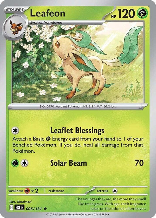 Leafeon 005/131 Rare Prismatic Evolutions Pokémon card