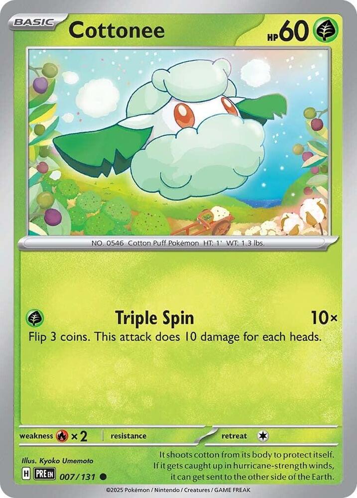 Cottonee 007/131 Common Prismatic Evolutions Pokémon card