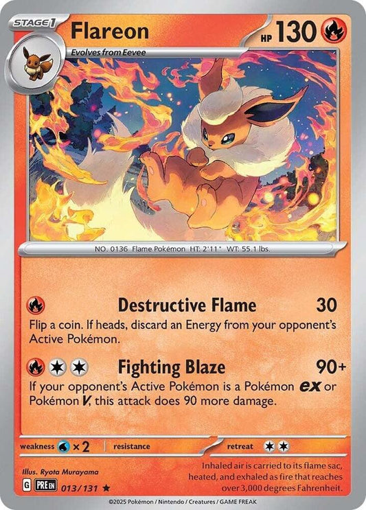 Flareon 013/131 Rare Prismatic Evolutions Pokémon card