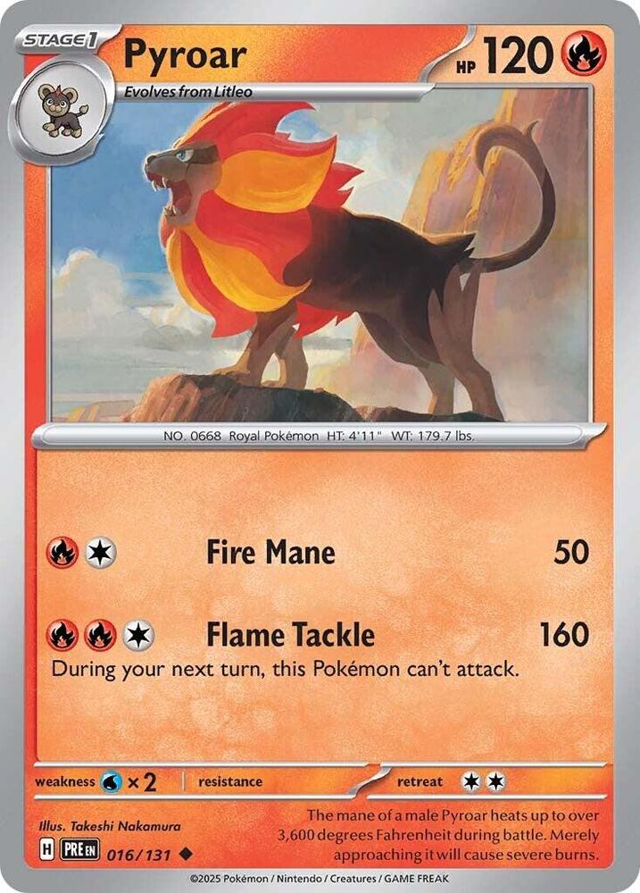 Pyroar 016/131 Uncommon Prismatic Evolutions Pokémon card