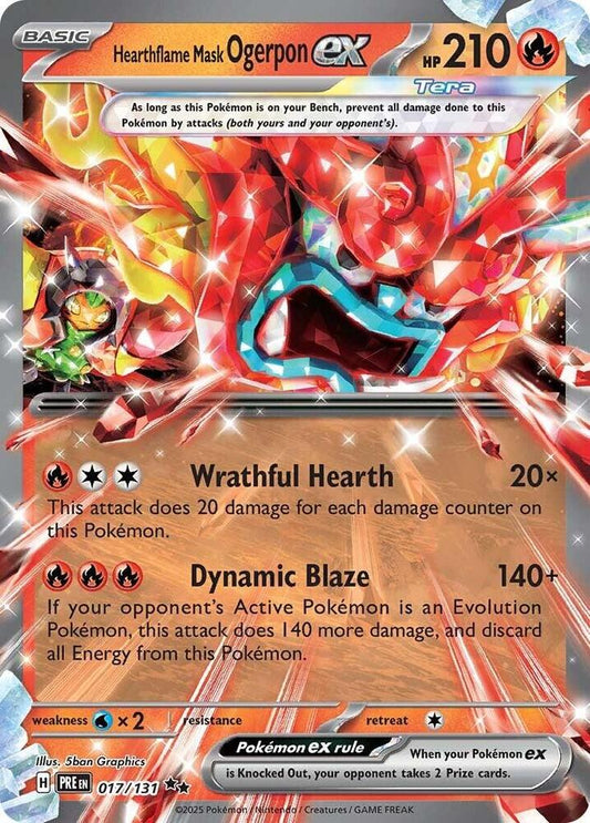 Hearthflame Mask Ogerpon ex - 017/131 017/131 Double Rare Prismatic Evolutions Pokémon card