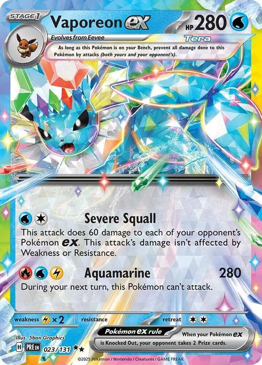 Vaporeon ex - 023/131 023/131 Double Rare Prismatic Evolutions Pokémon card
