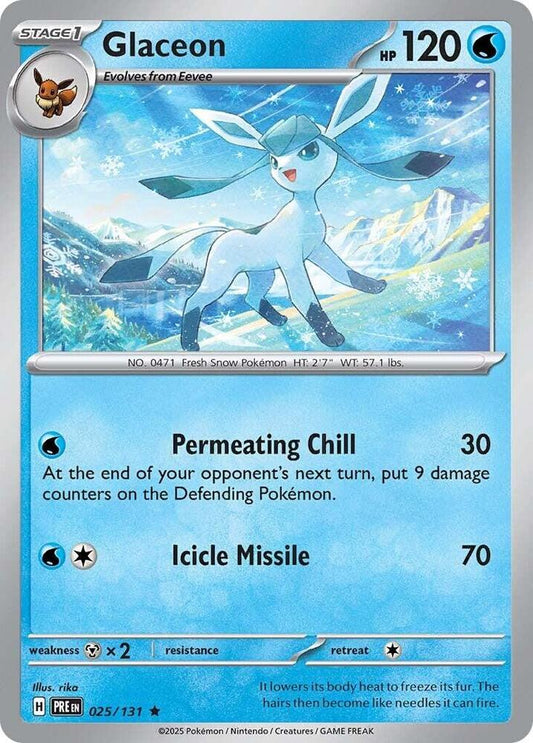 Glaceon 025/131 Rare Prismatic Evolutions Pokémon card