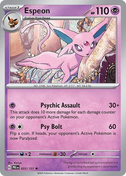 Espeon 033/131 Rare Prismatic Evolutions Pokémon card