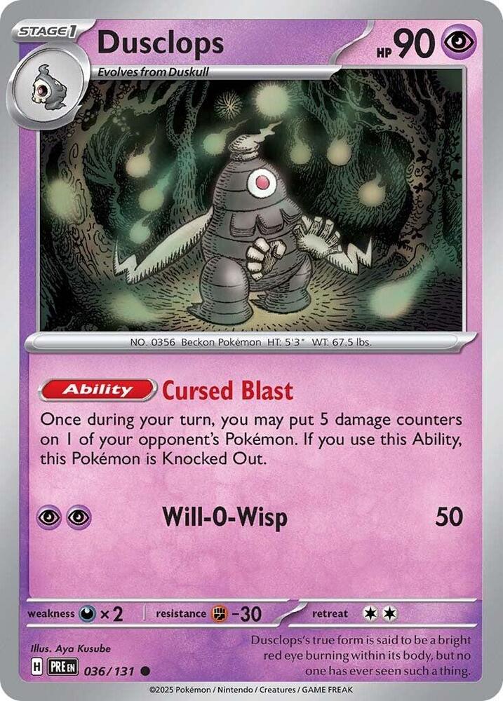 Dusclops 036/131 Common Prismatic Evolutions Pokémon card