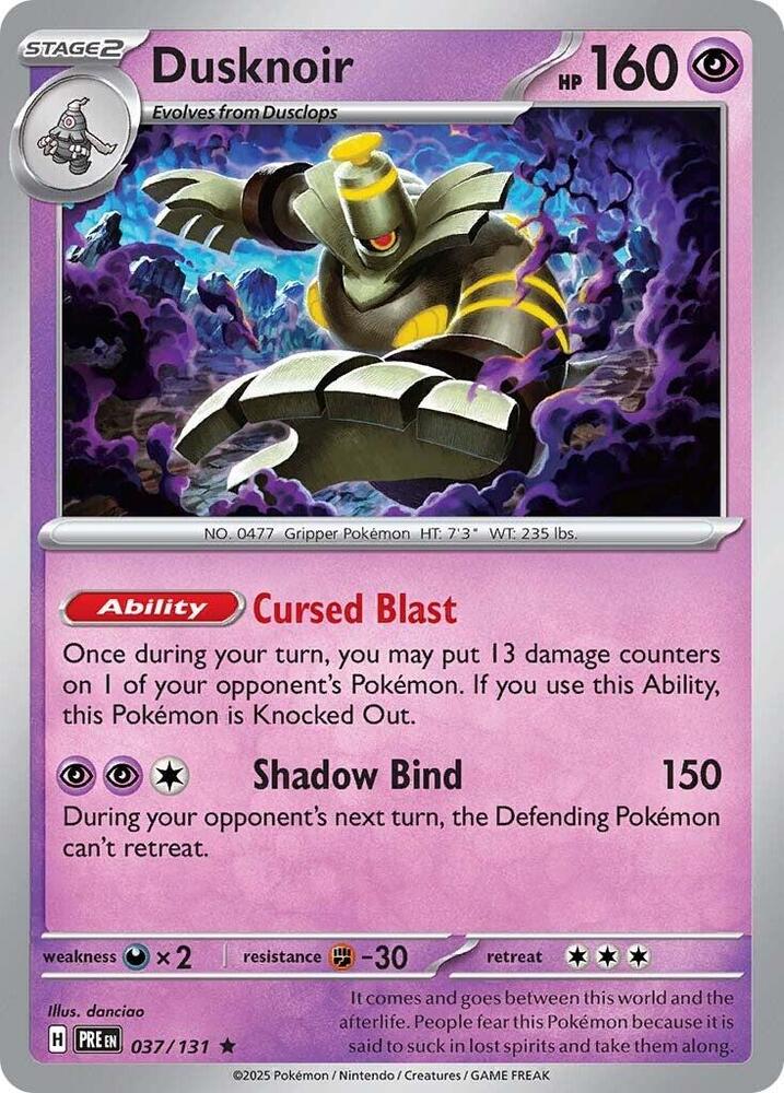 Dusknoir 037/131 Rare Prismatic Evolutions Pokémon card