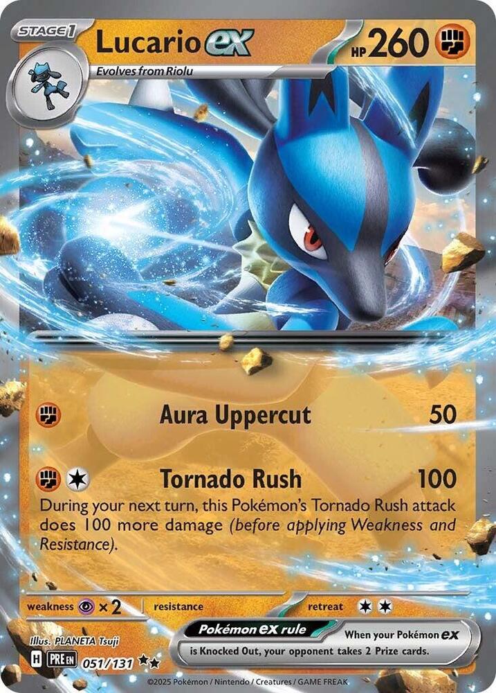 Lucario ex 051/131 Double Rare Prismatic Evolutions Pokémon card