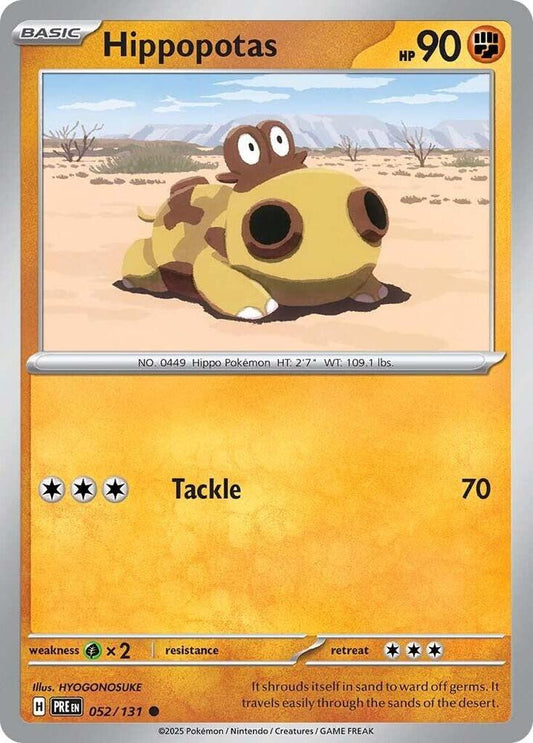Hippopotas 052/131 Common Prismatic Evolutions Pokémon card