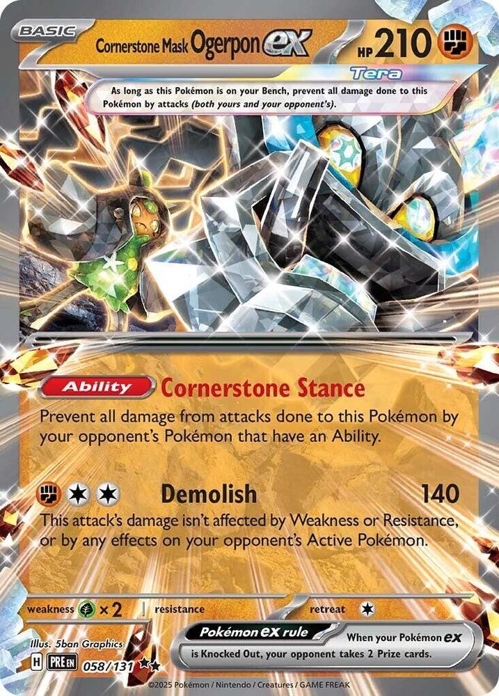 Cornerstone Mask Ogerpon ex - 058/131 058/131 Double Rare Prismatic Evolutions Pokémon card