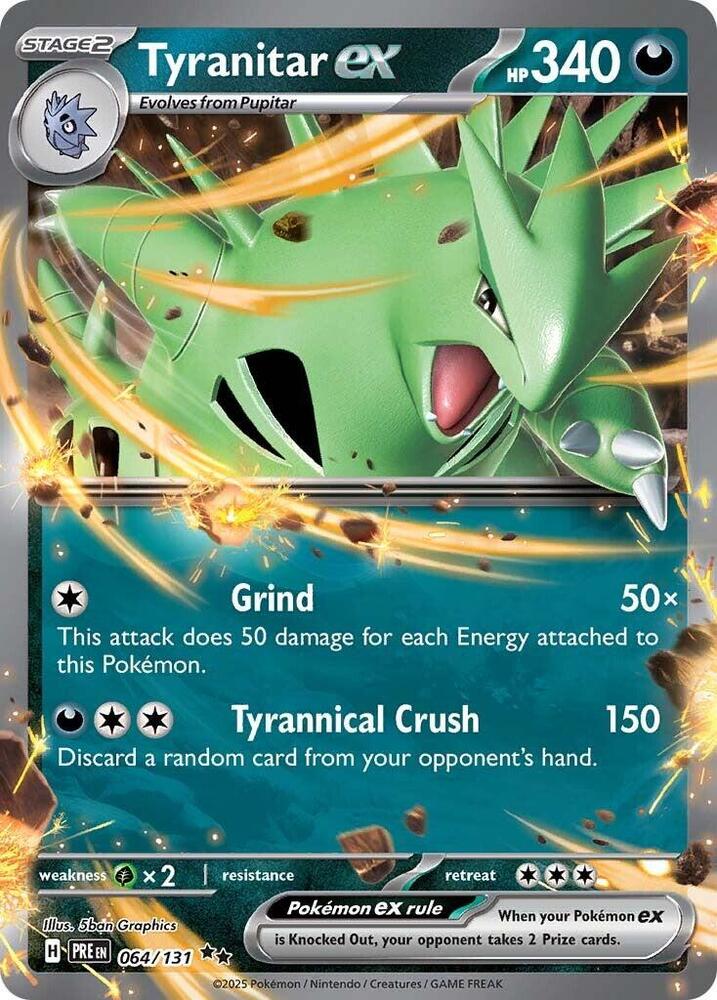 Tyranitar ex 064/131 Double Rare Prismatic Evolutions Pokémon card