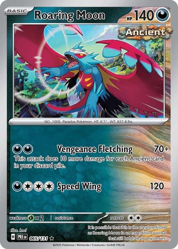 Roaring Moon 065/131 Rare Prismatic Evolutions Pokémon card
