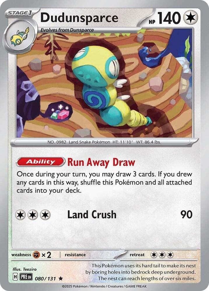 Dudunsparce 080/131 Rare Prismatic Evolutions Pokémon card