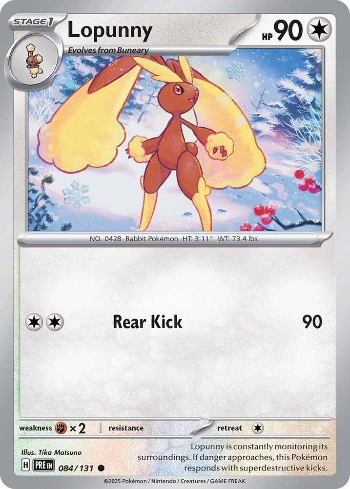 Lopunny 084/131 Common Prismatic Evolutions Pokémon card