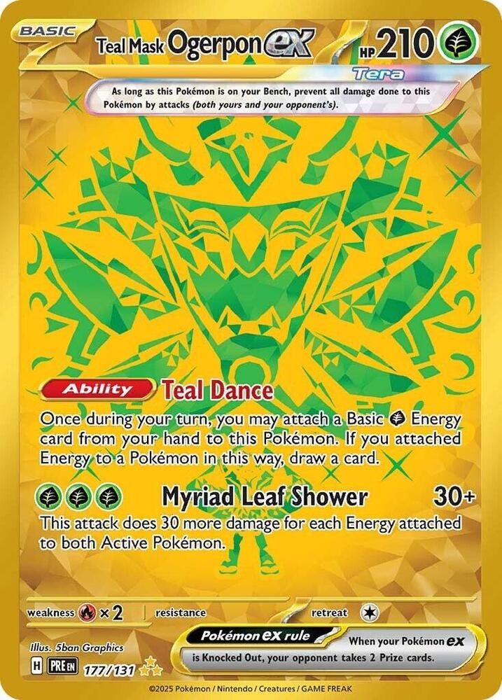 Teal Mask Ogerpon ex - 177/131 177/131 Hyper Rare Prismatic Evolutions Pokémon card