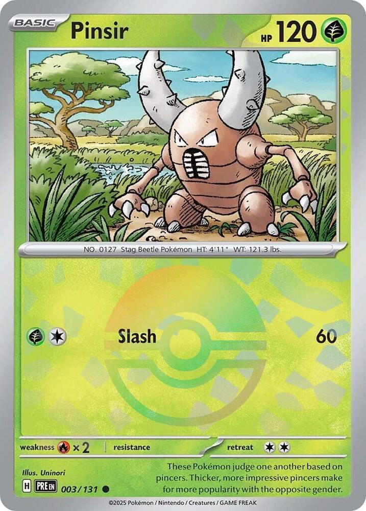 Pinsir (Poke Ball Pattern) 003/131 Common Prismatic Evolutions Pokémon card