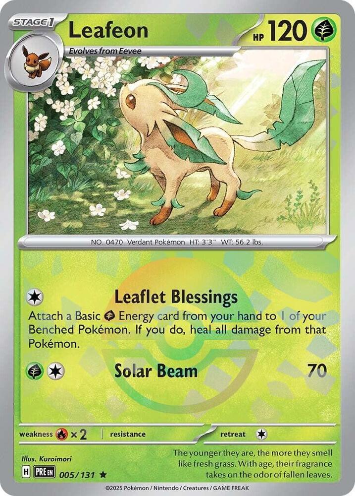Leafeon (Poke Ball Pattern) 005/131 Rare Prismatic Evolutions Pokémon card