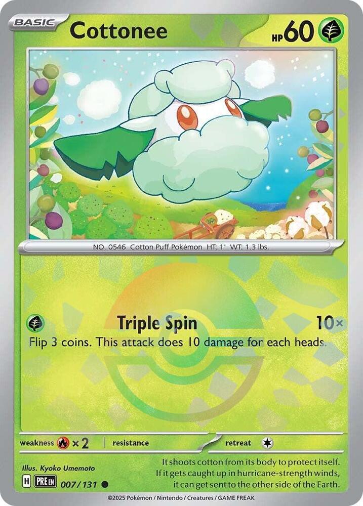 Cottonee (Poke Ball Pattern) 007/131 Common Prismatic Evolutions Pokémon card