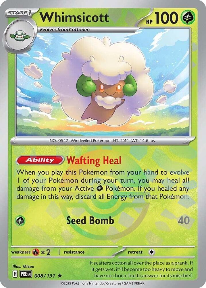 Whimsicott (Poke Ball Pattern) 008/131 Rare Prismatic Evolutions Pokémon card