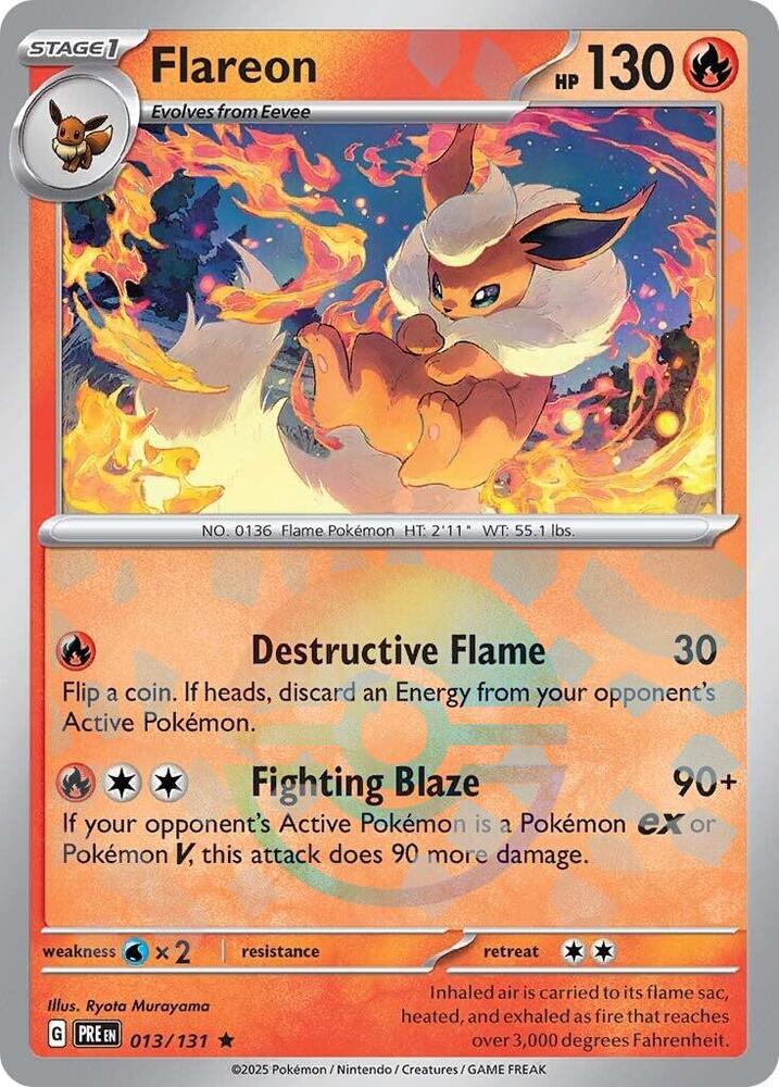 Flareon (Poke Ball Pattern) 013/131 Rare Prismatic Evolutions Pokémon card
