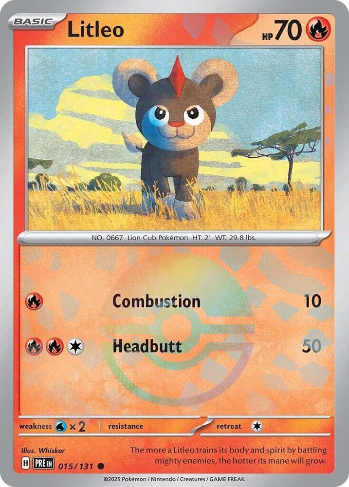 Litleo (Poke Ball Pattern) 015/131 Common Prismatic Evolutions Pokémon card