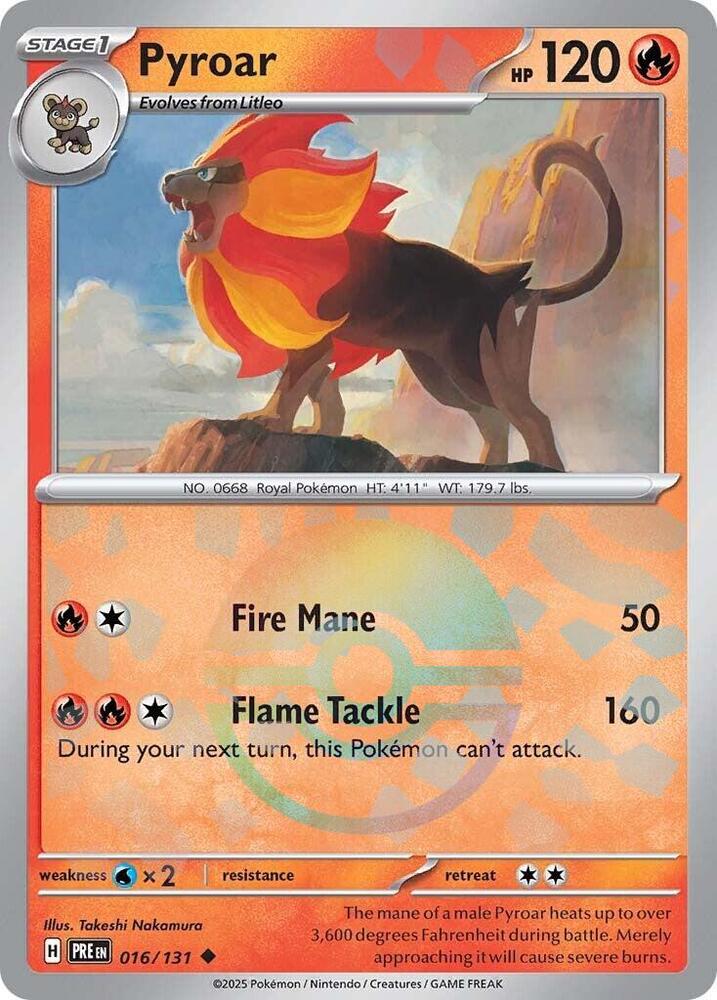 Pyroar (Poke Ball Pattern) 016/131 Uncommon Prismatic Evolutions Pokémon card
