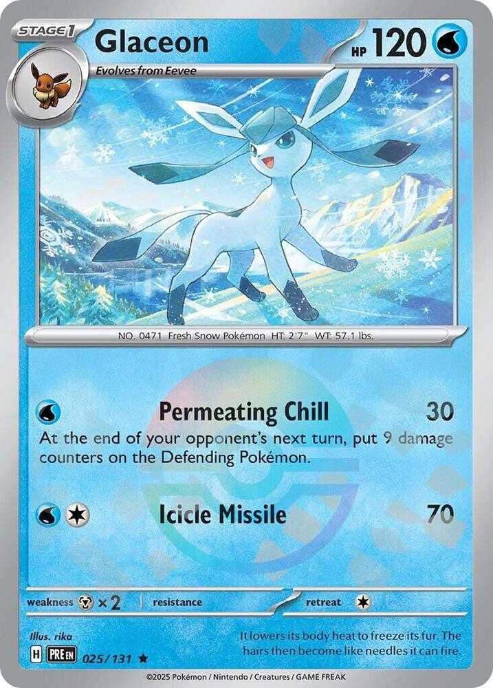 Glaceon (Poke Ball Pattern) 025/131 Rare Prismatic Evolutions Pokémon card
