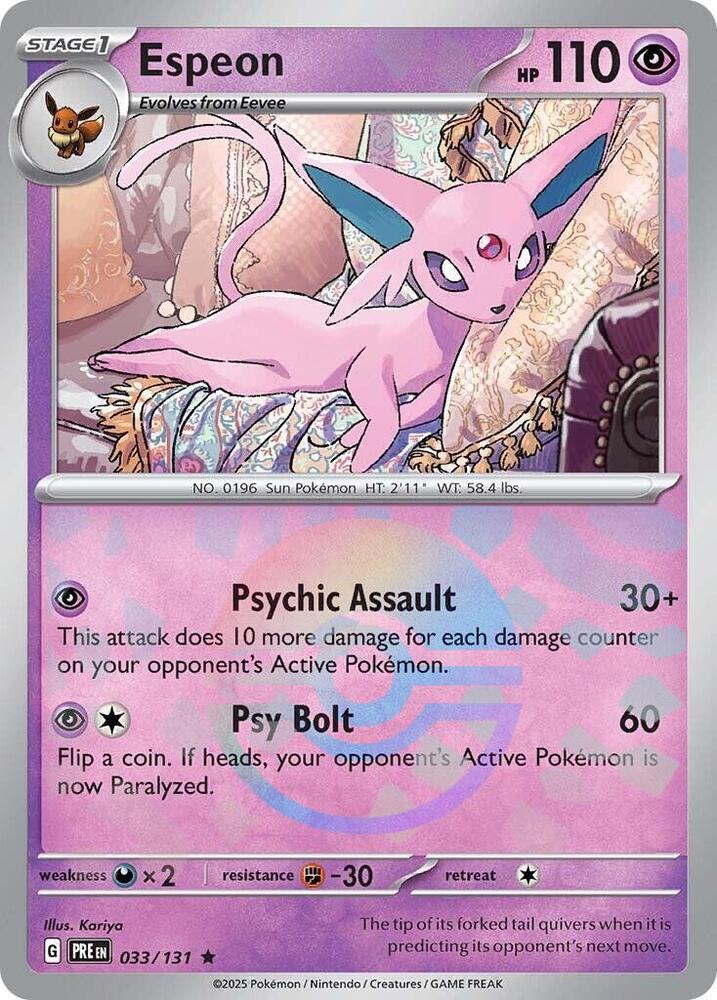 Espeon (Poke Ball Pattern) 033/131 Rare Prismatic Evolutions Pokémon card