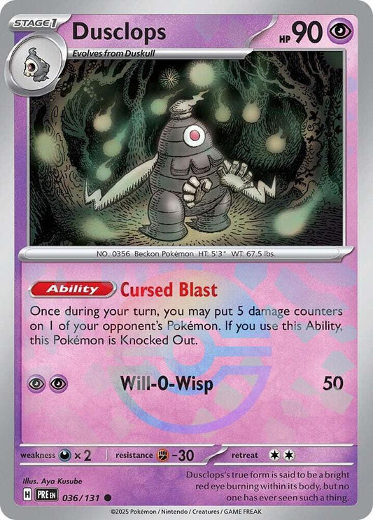 Dusclops (Poke Ball Pattern) 036/131 Common Prismatic Evolutions Pokémon card
