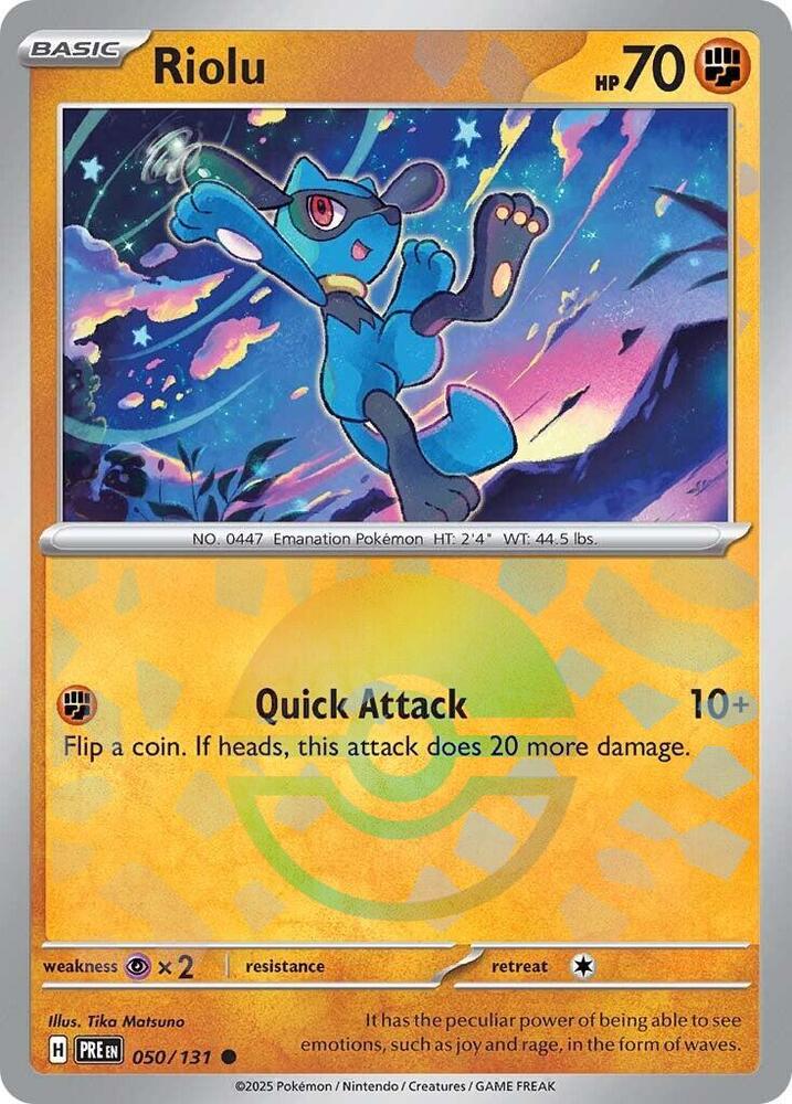 Riolu (Poke Ball Pattern) 050/131 Common Prismatic Evolutions Pokémon card
