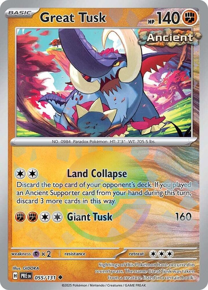Great Tusk (Poke Ball Pattern) 055/131 Uncommon Prismatic Evolutions Pokémon card