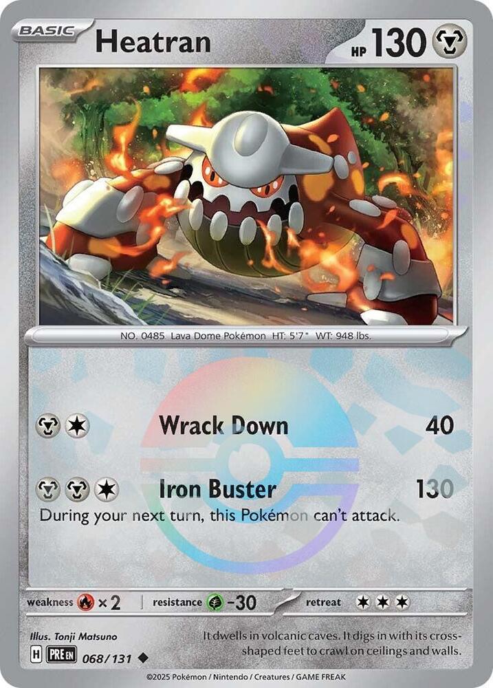 Heatran (Poke Ball Pattern) 068/131 Uncommon Prismatic Evolutions Pokémon card