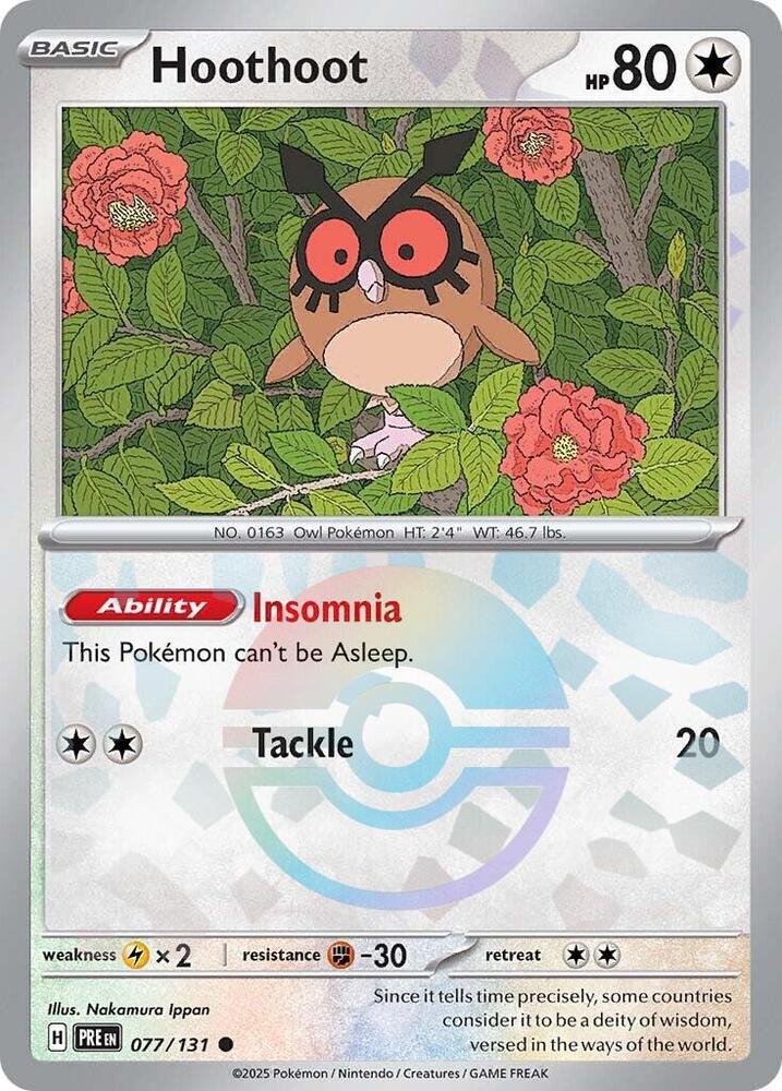 Hoothoot (Poke Ball Pattern) 077/131 Common Prismatic Evolutions Pokémon card