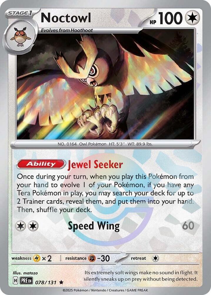 Noctowl (Poke Ball Pattern) 078/131 Rare Prismatic Evolutions Pokémon card