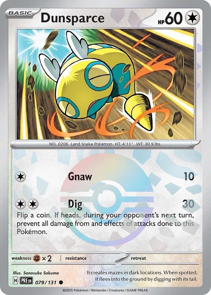 Dunsparce (Poke Ball Pattern) 079/131 Common Prismatic Evolutions Pokémon card