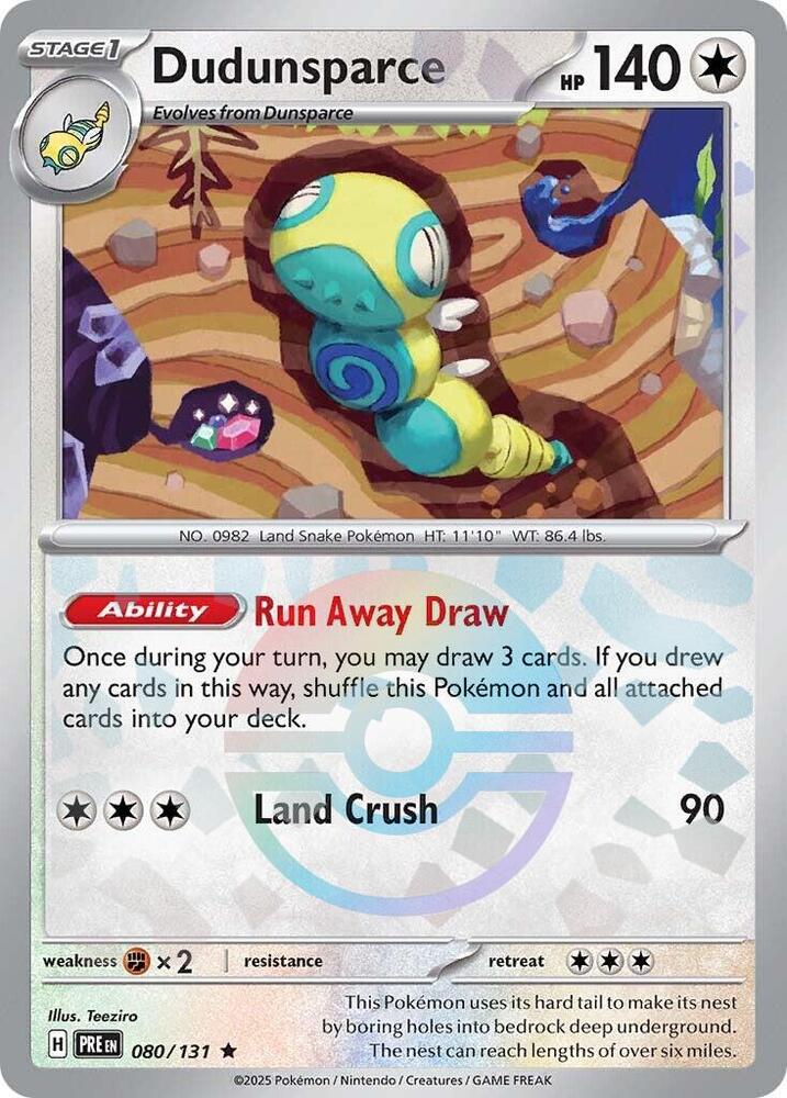 Dudunsparce (Poke Ball Pattern) 080/131 Rare Prismatic Evolutions Pokémon card