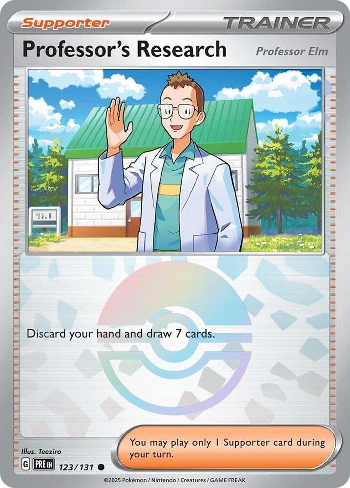 Professor's Research [Professor Elm] (Poke Ball Pattern) 123/131 Common Prismatic Evolutions Pokémon card