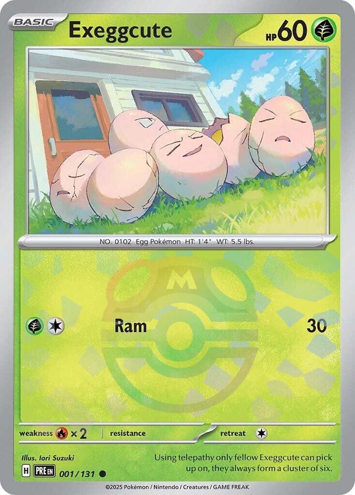 Exeggcute (Master Ball Pattern) 001/131 Common Prismatic Evolutions Pokémon card
