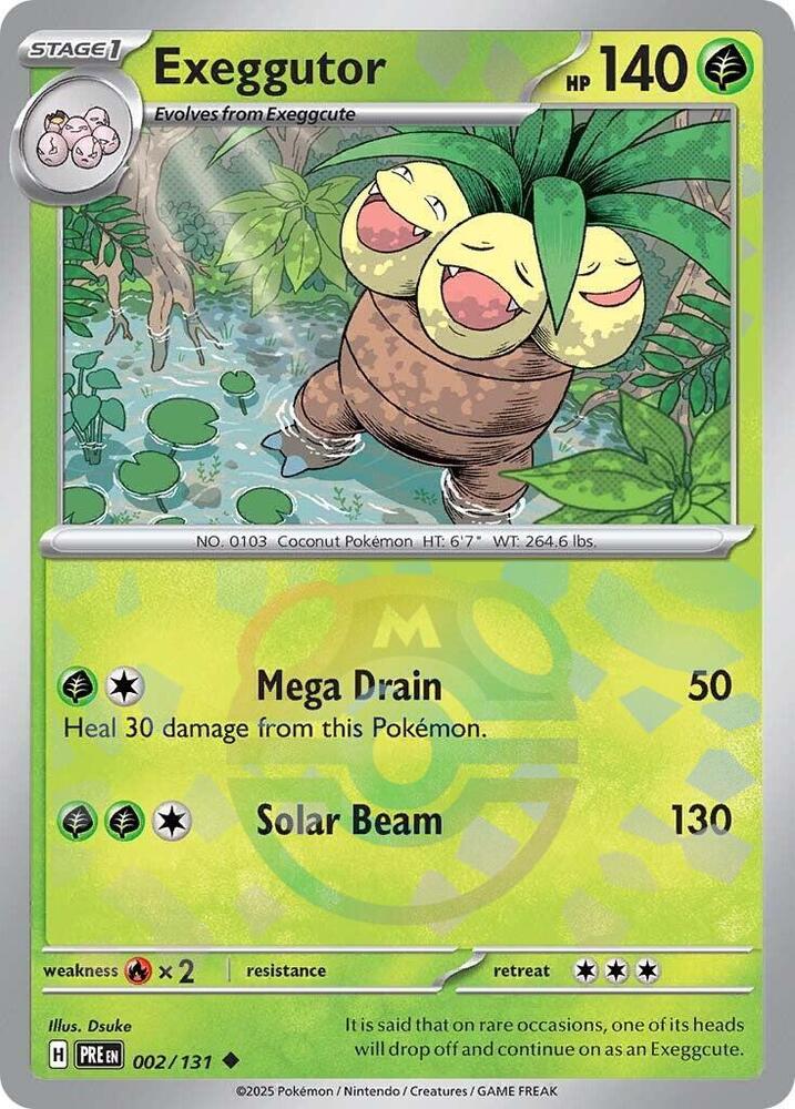 Exeggutor (Master Ball Pattern) 002/131 Uncommon Prismatic Evolutions Pokémon card